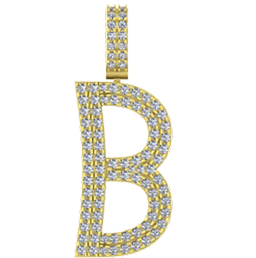 0.542 CT Round Lab Grown Diamond Gold Alphabet Pendant