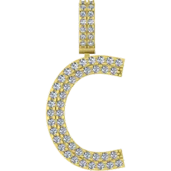 0.44 CT Round Lab Grown Diamond Gold Initial Pendant Necklace