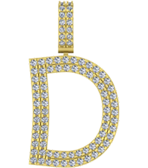 0.511 CT Round Lab Grown Diamond Gold Letter Pendant Necklace