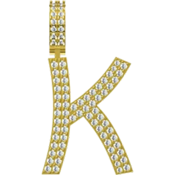0.462 CT Round Lab Grown Diamond Gold Letter Pendant Necklace