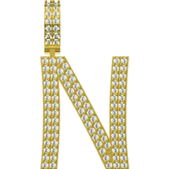 0.525 CT Round Lab Grown Diamond Gold Diamond Letter Pendant