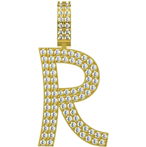 0.509 CT Round Lab Grown Diamond Gold Letter Pendant Necklace