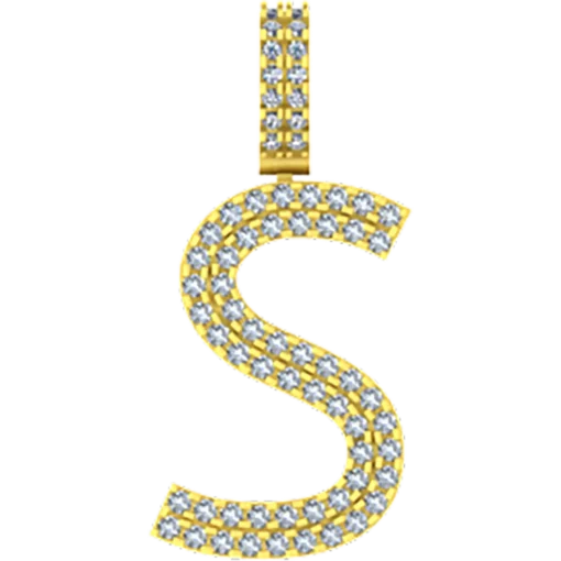 0.458 CT Round Lab Grown Diamond Gold Letter Pendant