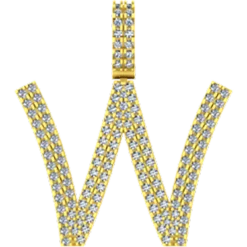0.643 CT Round Lab Grown Diamond Gold Alphabet Pendant