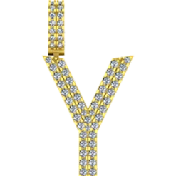 0.42 CT Round Lab Grown Diamond Gold Letter Pendant