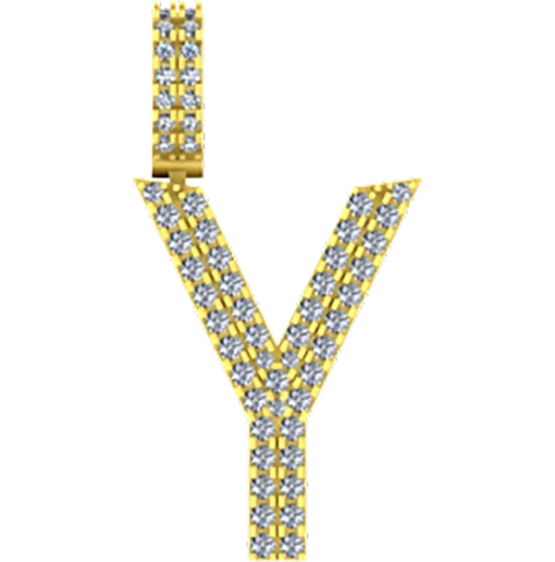 0.42 CT Round Lab Grown Diamond Gold Letter Pendant