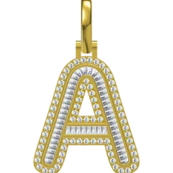 0.597 CT Round Lab Grown Diamond Gold Diamond Initial Pendant