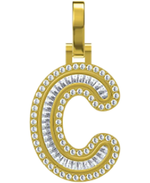 0.451 CT Round Lab Grown Diamond Gold Initial Pendant