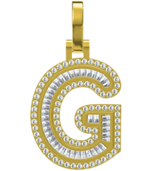 0.56 CT Round Lab Grown Diamond Gold Letter Pendant