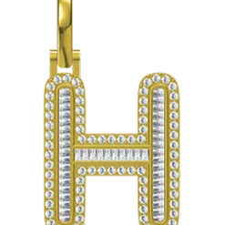 0.537 CT Round Lab Grown Diamond Gold Diamond Initial Pendant
