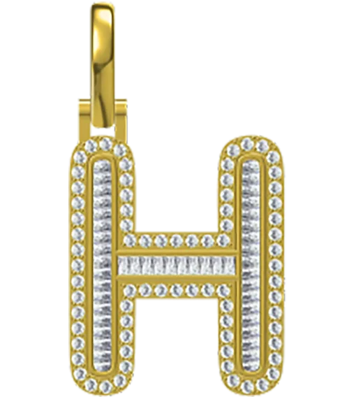 0.537 CT Round Lab Grown Diamond Gold Diamond Initial Pendant