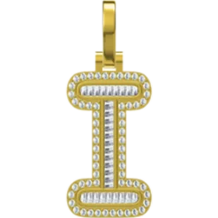 0.415 CT Round Lab Grown Diamond Gold Diamond Letter Pendant