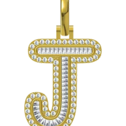 0.451 CT Round Lab Grown Diamond Gold Initial Pendant