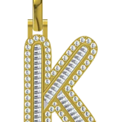 0.498 CT Round Lab Grown Diamond Gold Alphabet Pendant