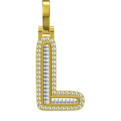 0.357 CT Round Lab Grown Diamond Gold Initial Pendant Necklace