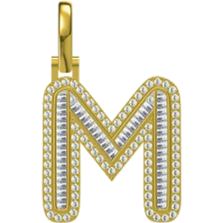 0.67 CT Round Lab Grown Diamond Gold Letter Pendant Necklace