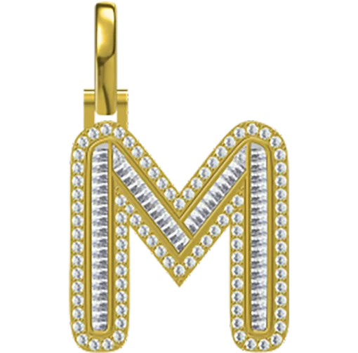 0.67 CT Round Lab Grown Diamond Gold Letter Pendant Necklace