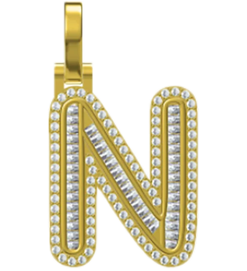 0.626 CT Round Lab Grown Diamond Gold Letter Pendant