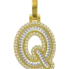 0.567 CT Round Lab Grown Diamond Gold Alphabet Pendant