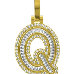 0.567 CT Round Lab Grown Diamond Gold Alphabet Pendant