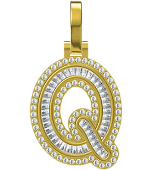 0.567 CT Round Lab Grown Diamond Gold Alphabet Pendant
