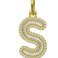 0.533 CT Round Lab Grown Diamond Gold Letter Pendant Necklace