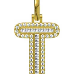 0.387 CT Round Lab Grown Diamond Gold Letter Pendant