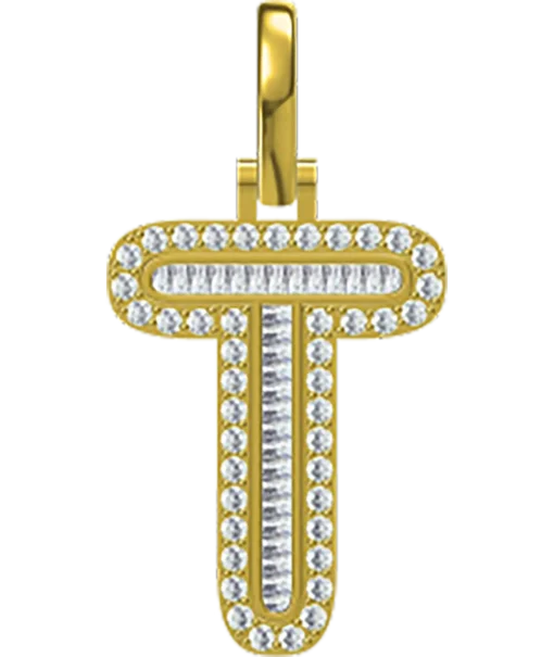 0.387 CT Round Lab Grown Diamond Gold Letter Pendant