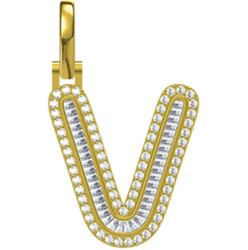 0.516 CT Round Lab Grown Diamond Gold Diamond Letter Pendant