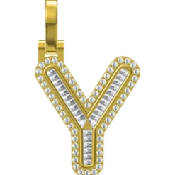 0.419 CT Round Lab Grown Diamond Gold Initial Pendant Necklace