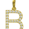 0.206 CT Round Lab Grown Diamond Gold Alphabet Pendant