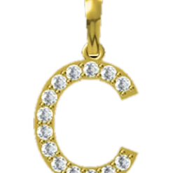 0.196 CT Round Lab Grown Diamond Gold Initial Pendant Necklace