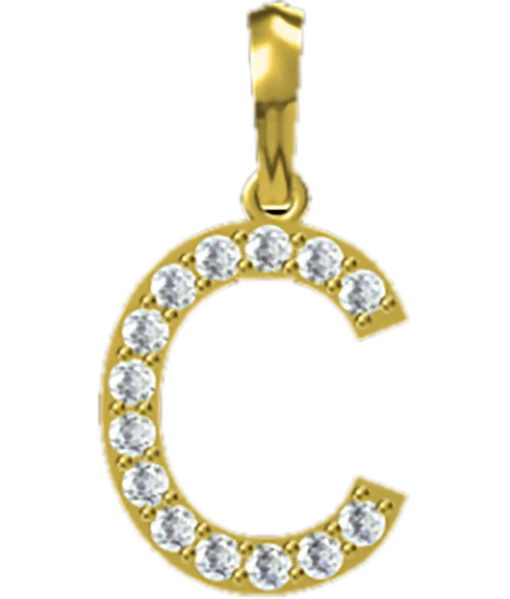 0.196 CT Round Lab Grown Diamond Gold Initial Pendant Necklace