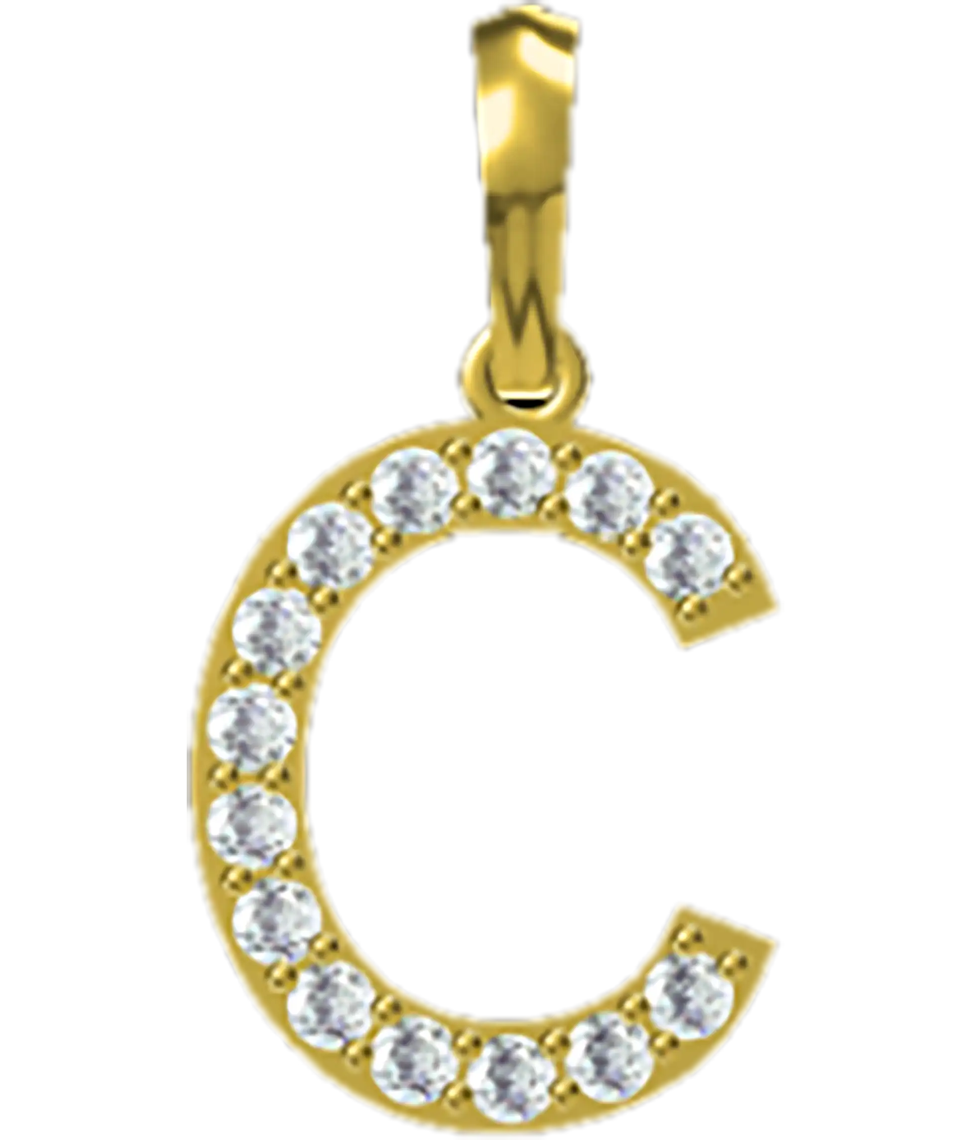 0.196 CT Round Lab Grown Diamond Gold Initial Pendant Necklace