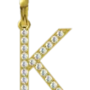 0.19 CT Round Lab Grown Diamond Gold Letter Pendant Necklace