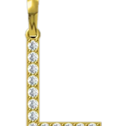 0.182 CT Round Lab Grown Diamond Gold Letter Pendant