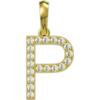 0.19 CT Round Lab Grown Diamond Gold Alphabet Pendant