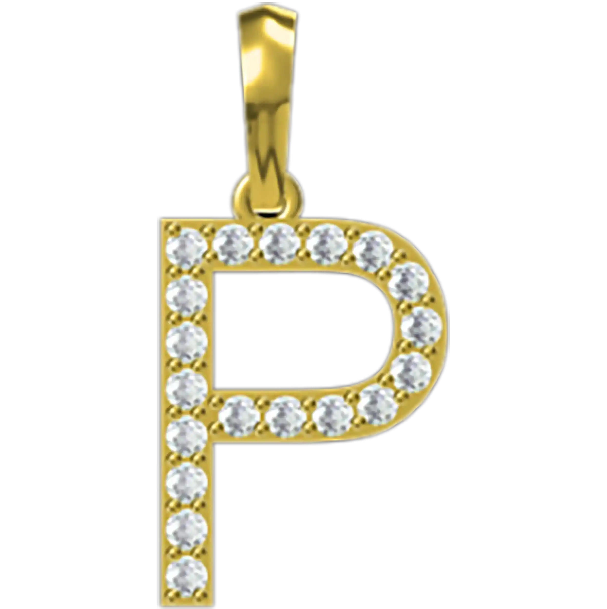 0.19 CT Round Lab Grown Diamond Gold Alphabet Pendant