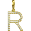 0.169 CT Round Lab Grown Diamond Gold Letter Pendant Necklace