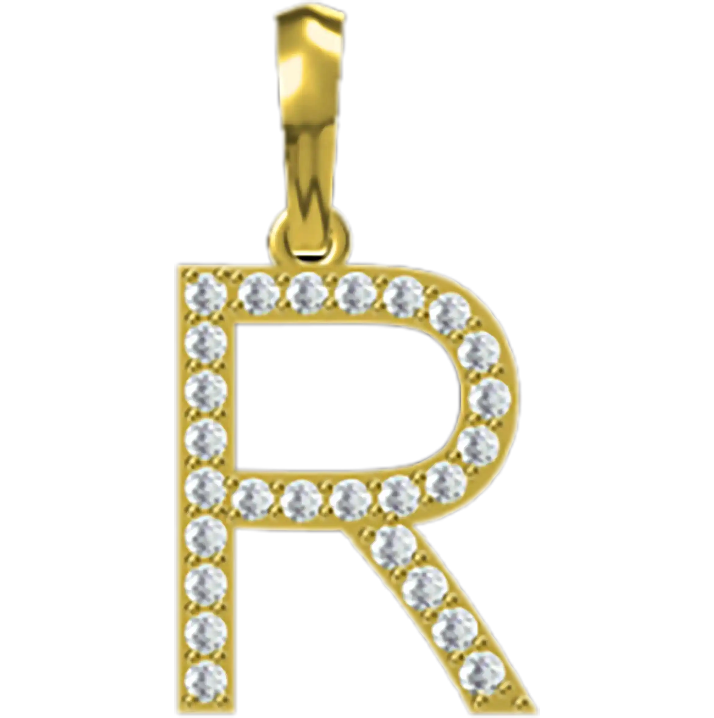0.169 CT Round Lab Grown Diamond Gold Letter Pendant Necklace