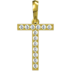 0.164 CT Round Lab Grown Diamond Gold Diamond Initial Pendant