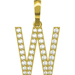 0.254 CT Round Lab Grown Diamond Gold Alphabet Pendant