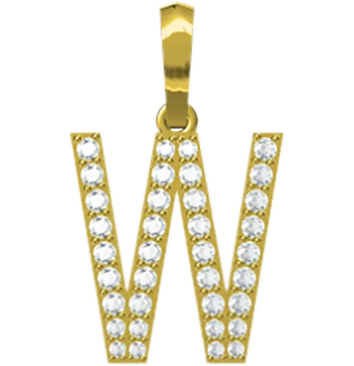 0.254 CT Round Lab Grown Diamond Gold Alphabet Pendant