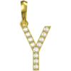 0.124 CT Round Lab Grown Diamond Gold Letter Pendant Necklace