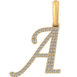 0.181 CT Round Lab Grown Diamond Gold Diamond Initial Pendant