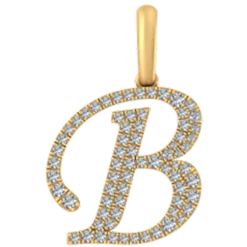 0.283 CT Round Lab Grown Diamond Gold Diamond Letter Pendant