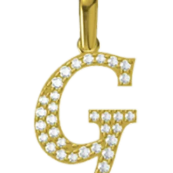 0.158 CT Round Lab Grown Diamond Gold Letter Pendant