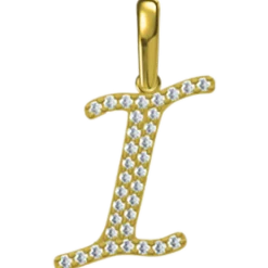 0.157 CT Round Lab Grown Diamond Gold Diamond Letter Pendant