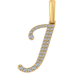 0.152 CT Round Lab Grown Diamond Gold Initial Pendant