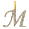 0.309 CT Round Lab Grown Diamond Gold Letter Pendant Necklace